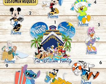 Custom Mickey & Friends DN Summer Cruise Magnets, DN Family Cruise Ship Stateroom Door, Mickey Mouse Wish Fantasy Magic 2025 Magnet