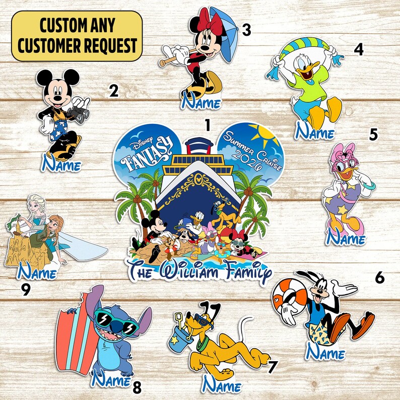Custom Mickey & Friends DN Summer Cruise Magnets, DN Family Cruise Ship Stateroom Door, Mickey Mouse Wish Fantasy Magic 2025 Magnet image 1