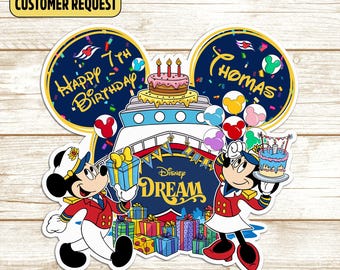 Custom Happy Birthday Mickey & Minnie Ship Magnet, DN Cruise Door Magnet, DN Birthday Magnet, DN Cruise Ship Birthday Magnet