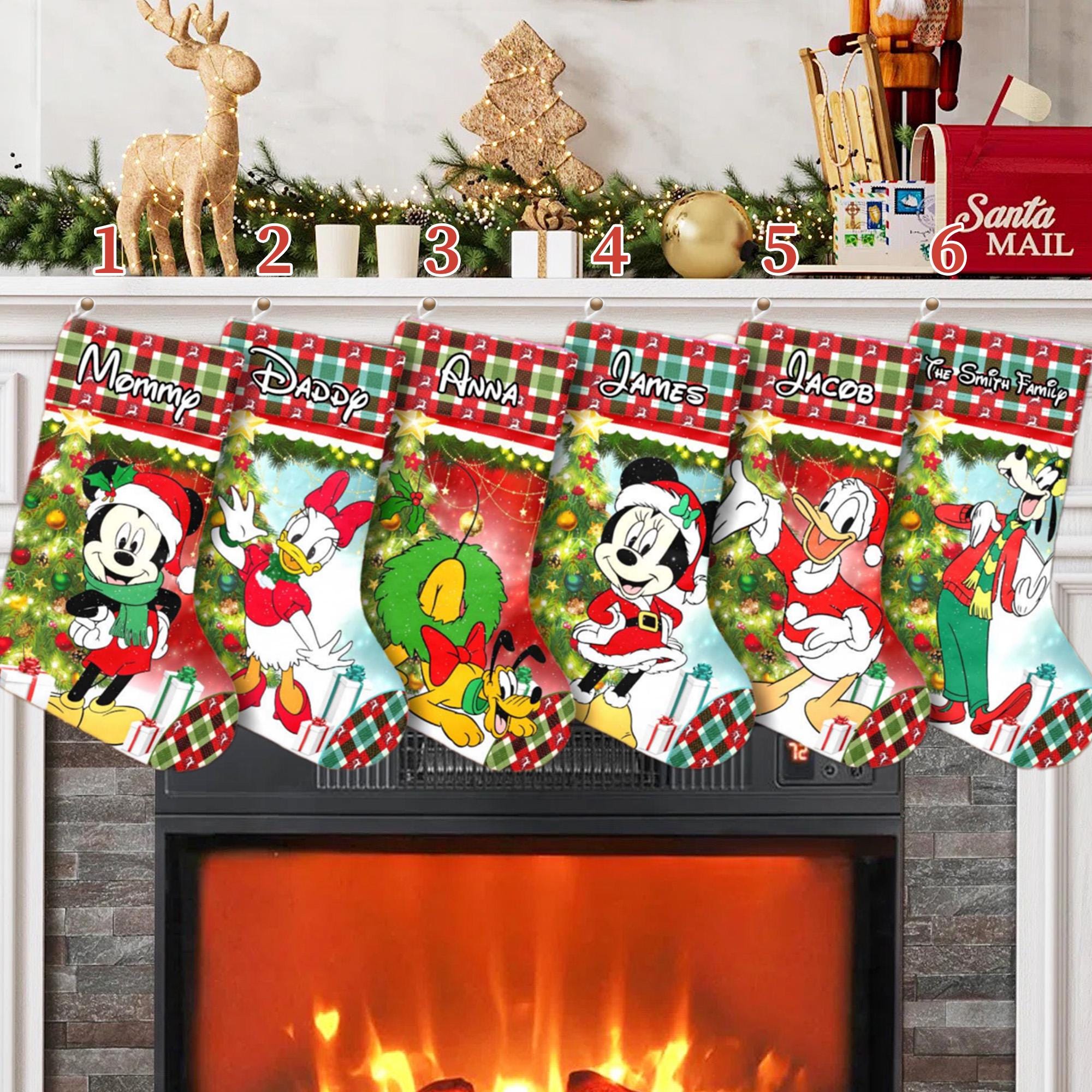 Discover Custom Mickey And Friends Xmas Stocking, Mickey Mouse Christmas Stockings, Mickey Christmas Socks Home Decoration, Disney Stockings