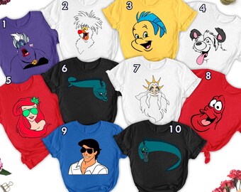 Little Princess Mermaid Shirts, Mermaid Family Costume Face Matching Shirts, Princess Mermaid And Friend Halloween Costume Group Tee