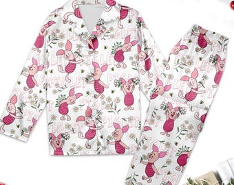 Disney Piglet Pajamas Set, Winnie the Pooh Pajamas, Animal Kingdom Bridesmaid Pajamas, Disney Piglet Cartoon Pyjamas Set