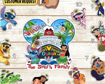 Personalized Lilo & Stitch DN Cruise Line Magnet, Ohana Means Family Cruise Magnets, DN Stitch Angel Lilo Pudge Jumba Stateroom Door
