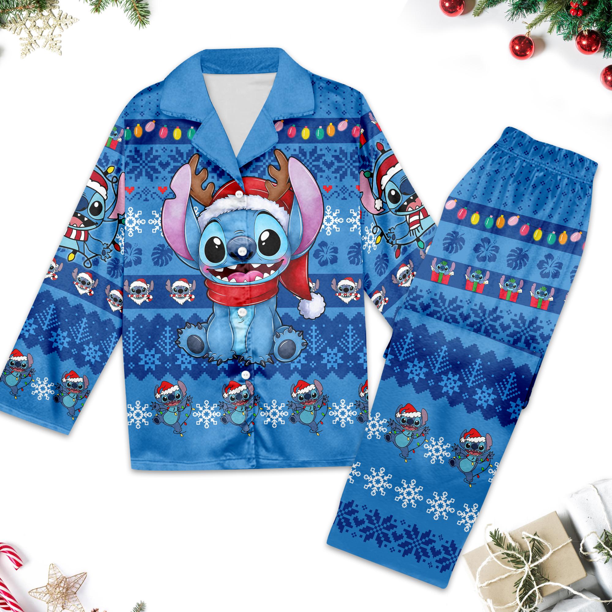 Discover Lilo And Stitch Christmas Pajamas Set, Magic Kingdom Holiday Pajama Set, Stitch Pjm For Fan