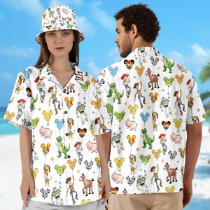 Playful Toy Story Balloon Hawaii Shirt, Disney Toy Story Hawaiian Shirt, Woody Buzz Lightyear Jessie Rex Button Up, Disney Summer Shirt 画像 2