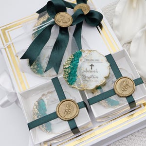 Green Baptism Magnet Favors, Custom Baptism Favors For Girl and Boy, Baptism Thank You Gift, Holy Communion, Christening Favors