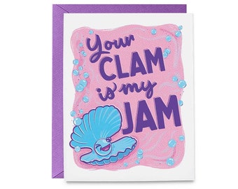 Naughty Clam Greeting Card | Love Valentine Card | Pop Culture Humor Greeting Card