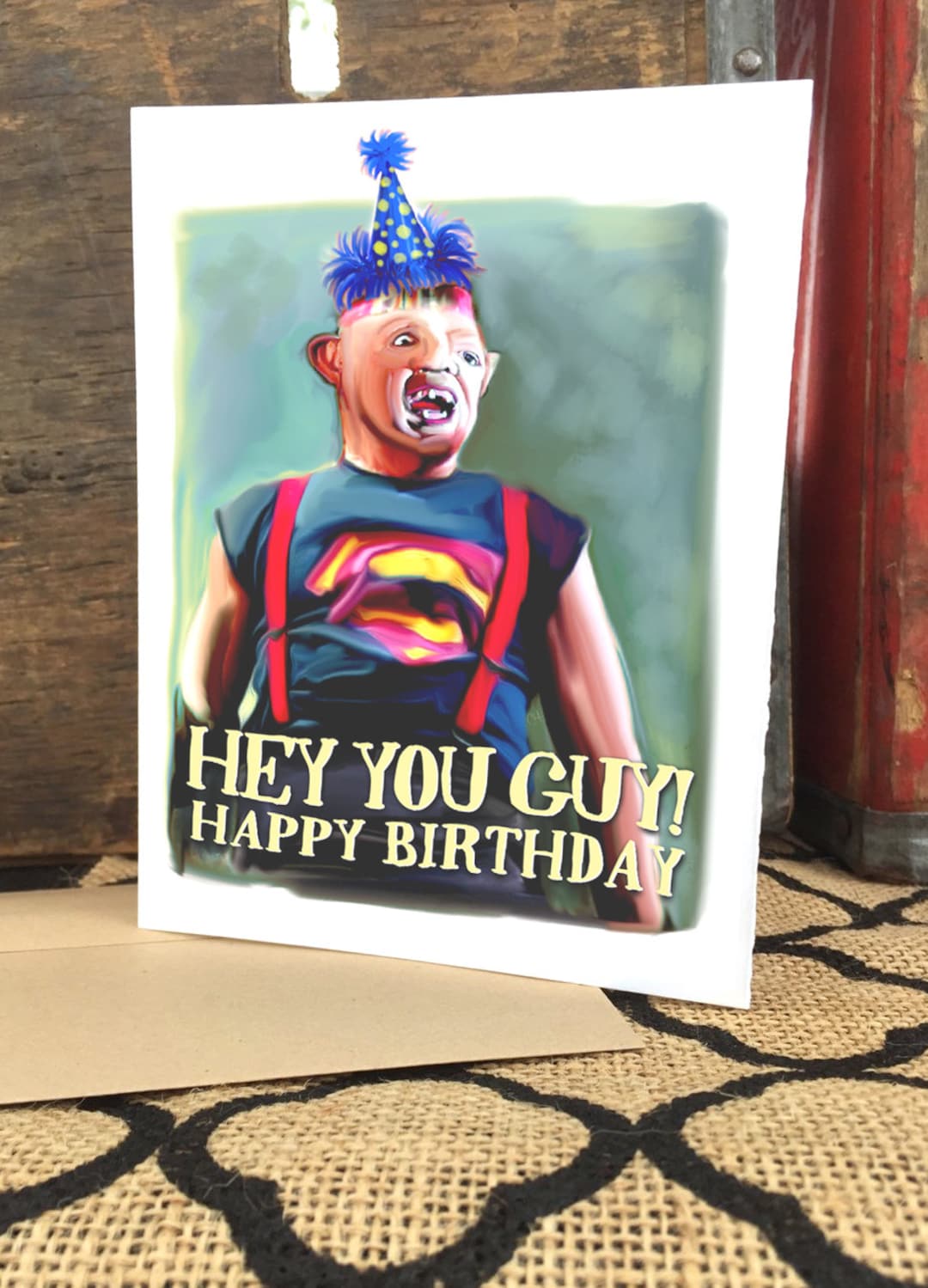 Goonies Sloth Hey You Guys handmade Designed Greeting Birthday Card - Etsy