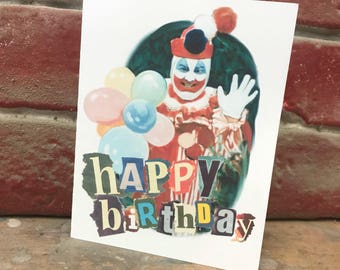 John Wayne Gacy Clown Birthday Card - True Crime Fan Greeting Card