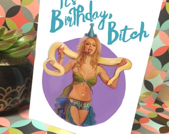 Britney Spears Art -Handmade Designed Greeting Birthday Card