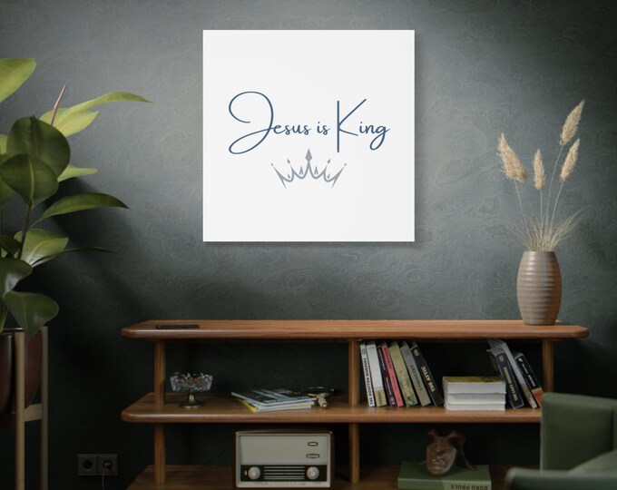 Jesus is King Canvas, Religious Wall Art - Christian Home Decor, Inspirational Gift, Faith Decor, Spiritual Wall Hanging, Modern Art