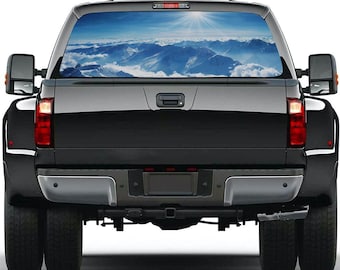 Blue Sky Truck Back Window Graphics Flag Decal, Rear Window Vinyl Wrap Full Window Decals for Car Truck RV SUV Decals Decor