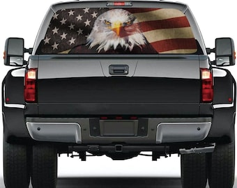 Eagle American Flag Truck Rear Window Decal: Vinyl Graphic Wrap