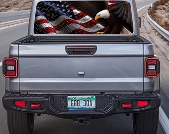 Eagle Flag Truck Back Window Graphics Decal, Vinyl Wrap Full for Car RV SUV