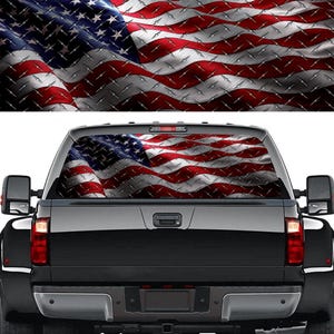 Amerikanische Flagge LKW-Rückfenster Grafiken Aufkleber, Vinyl Wrap Full für Auto RV Suv