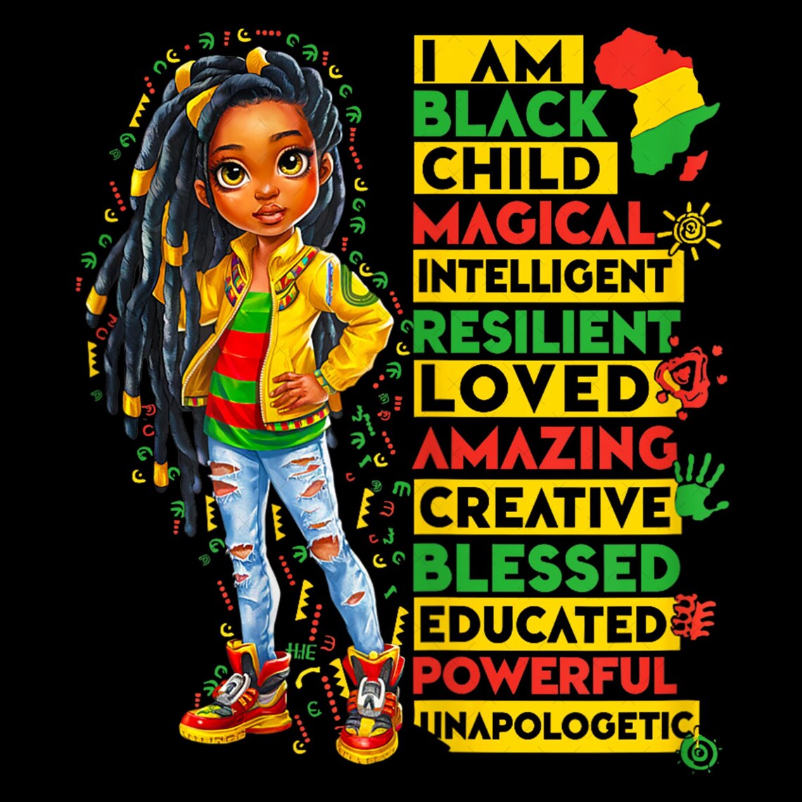 Proud Black African American Long Sleeve Shirt God Says I Am Black History Month Retro Afro Girl TS11