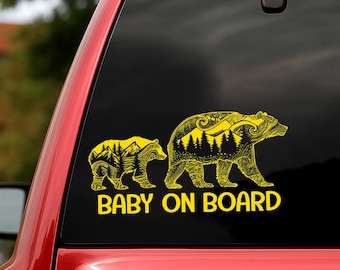 Adesivi riflettenti in vinile personalizzati con scritta "Orso Mamma", per la casa, decorazioni per auto