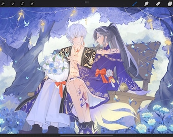 Aangepaste anime volledige illustratie / kostuumontwerp / personageontwerp / Art Commission / PBB / OC-shirtontwerp