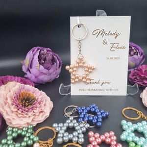 Blush Champagne Hochzeit Gefälligkeiten, Blush Champagne Perle Schlüsselbund, Dankes-Karte, Event & Feier Gefälligkeiten, Hochzeitsgeschenke