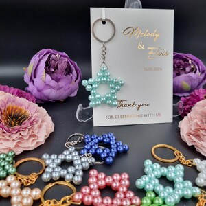 Tiffany Blau Hochzeits-Gastgeschenke, Tiffany Blau-Perle Schlüsselbund, Danke-Karte, Event & Feier Gefälligkeiten, Hochzeitsgeschenke