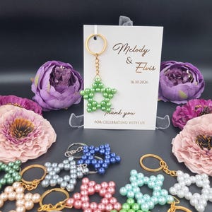 Grüne Hochzeits-Gastgeschenke, grüne Perle Schlüsselbund, Perle Schlüsselbund, Dankes-Karte, Event & Feier Gefälligkeiten, Hochzeitsgeschenke