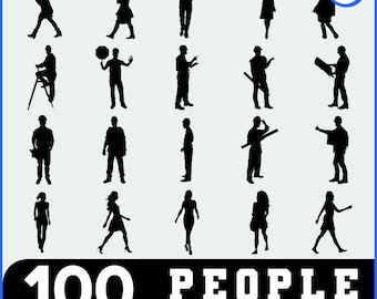 People Silhouette SVG Bundle | Dynamic Poses, Family, Kids Designs for Laser Cutting & Crafts