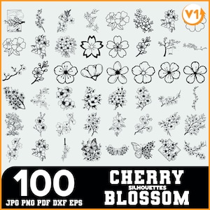 Kirschblüten SVG Bundle | Sakura Blumen-Silhouetten | Kirschblüten-Dateien