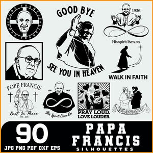 Pacote SVG Memorial do Papa Francisco – Ícones Católicos, Citações - Símbolos Religiosos para DIY, Artesanato e Corte a Laser