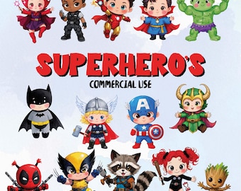 Baby Superhero Clipart Bundle – 80+ PNG Files (Digital Download)
