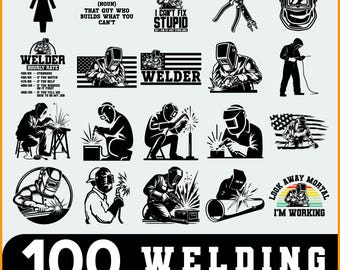 Welding SVG Bundle | Welder Silhouettes & Tools Clipart (Cut Files)