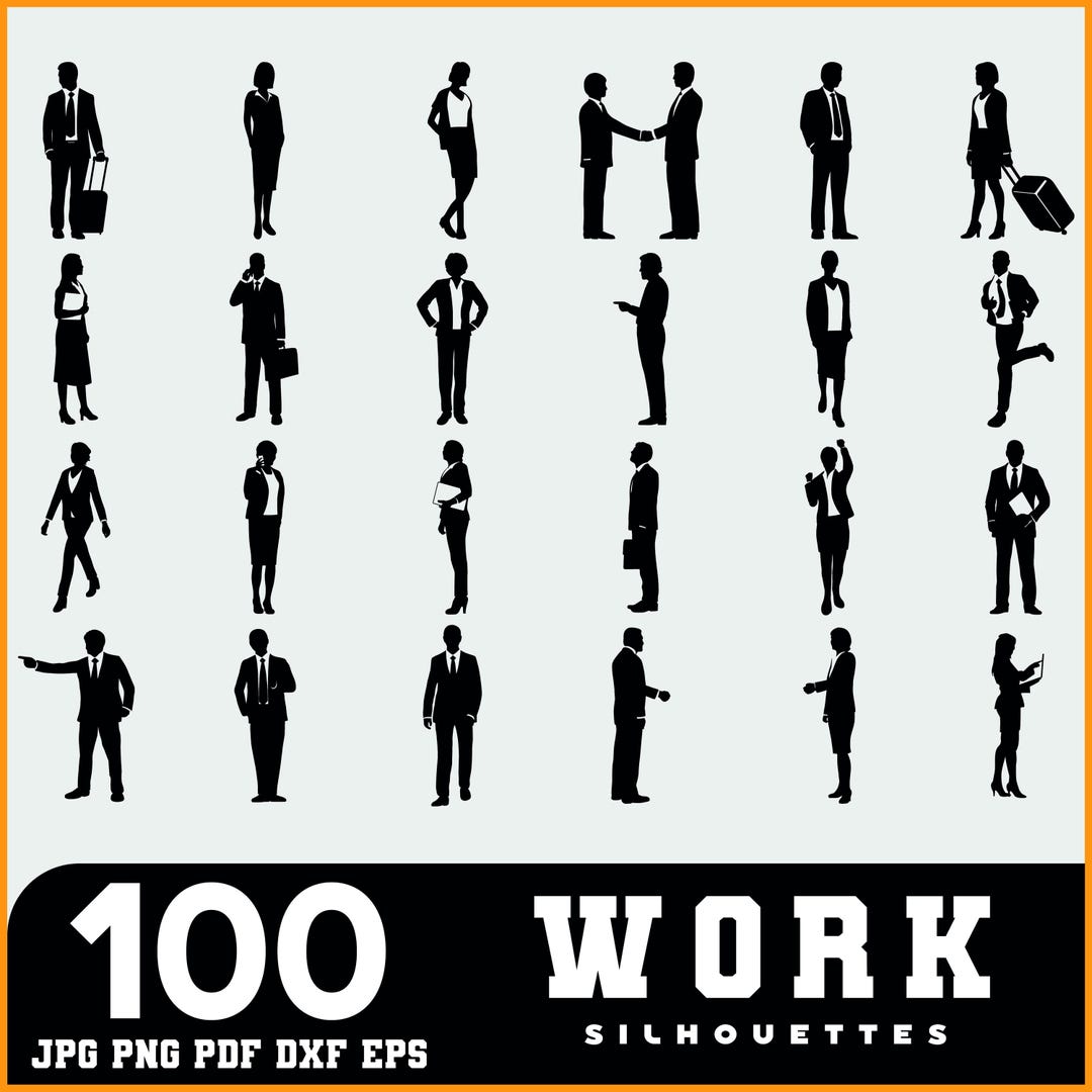 Work Silhouette SVG Bundle | Office, Business, and Career Icons, Work ...
