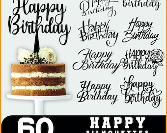 Happy Birthday Text Silhouette SVG Bundle | Birthday Party & Celebration Designs | Laser Cut Files