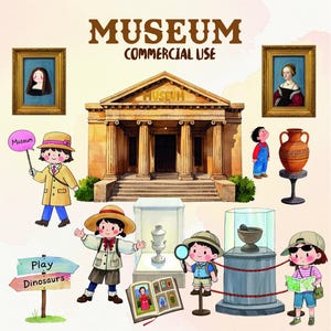 110+ Cute Baby Museum Clipart – Historical Artifacts, Dinosaur Bones, Statues, Frames & More!