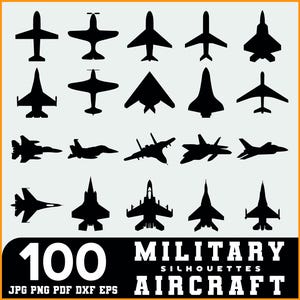 Military Aircraft Silhouette SVG Bundle | Fighter Jets, Helicopters & Aviation Designs | Aircraft Cut Files