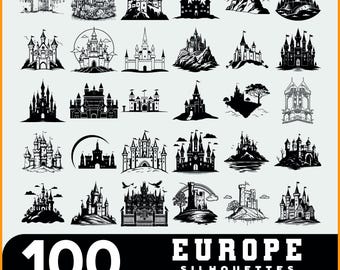 European Castle SVG Bundle | Medieval & Fantasy Castle Silhouettes | Laser Cut Files