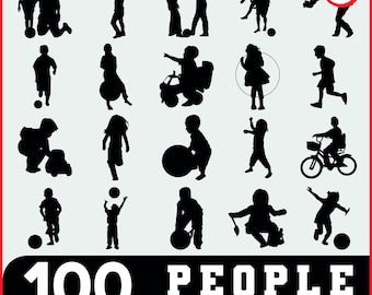 Human Silhouettes SVG Bundle | Active, Family, Kids Poses for DIY Projects & Cricut Crafts