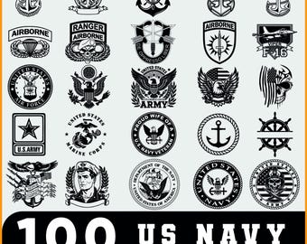 Armed Forces SVG Collection | 100 Navy Style, Anchor, Marine & Sailor Vector Designs | Digital