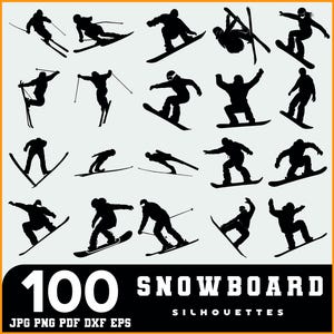 Snowboarder Silhouette SVG Bundle | Winter Sport Action Posen für Laserschneiden & Cricut