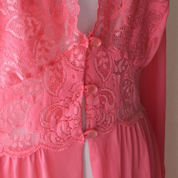 Passion Pink vintage long robe by Shadowline size 1X