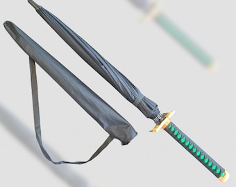 Spada-Katana con ombrello, ombrello dalla struttura robusta in oro 16 carati, ombrello ninja