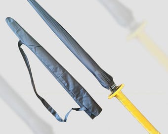 Spada-Katana con ombrello, ombrello dalla struttura robusta in oro 16 carati, ombrello ninja