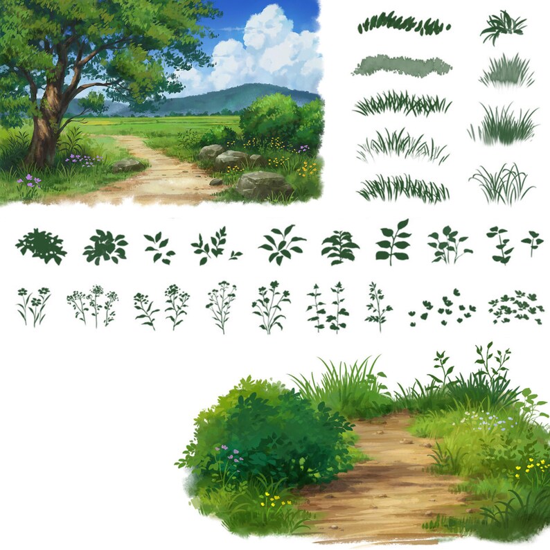 Ghibli Inspired Brushes 2: Anime Landscape Painting for Photoshop and ...