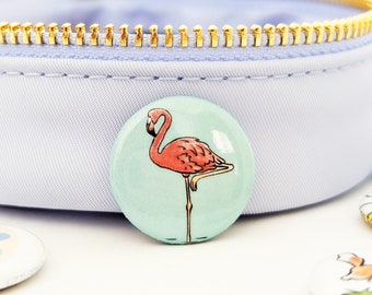 Fancy Flamingo Button Pin, 1" Collectable Button Pin Badges for Backpack, Jacket, etc • Great for party favors & little gifts!