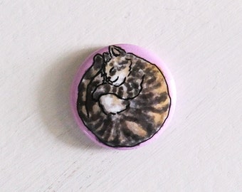 Snuggly kitty cat Button Pin, 1" Collectable Button Pin Badges for Backpack, Jacket, etc • Great for party favors & little gifts! Cat Lover!