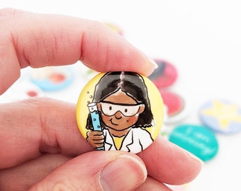 Smart Scientist Button Pin, 1" Collectable Button Pin Badges for Backpack, Jacket, etc • Great for party favors & little gifts!