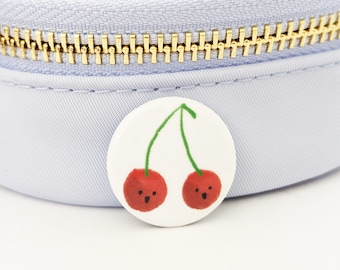 Double Cherry Button Pin, 1" Collectable Button Pin Badges for Backpack, Jacket, etc • Great for party favors & little gifts!
