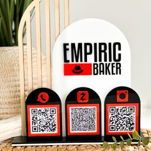 Social Media sign, Social Media icon, QR code. Instagram, Business social media sign, Marketing sign, Wood and acrylic sign,