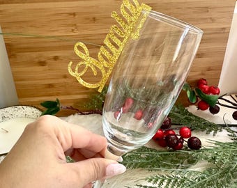Personalized Acrylic Wine Charm, Custom Drink Name Tag, Party Favor