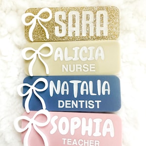 Custom Name Badge, Personalized Name Tags, Nurse name tags, Teacher name tags, Magnetic name tags,  Office supplies, Engraved name badges