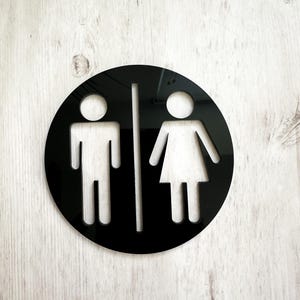 Restroom door sign, Bathroom acrylic sign, round sign, male and female toilet, office signage, office sign, office supplies, 3D wall sign
